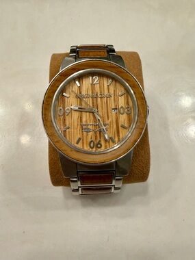 Men's Wooden Dial Stainless Steel Watch - Brown